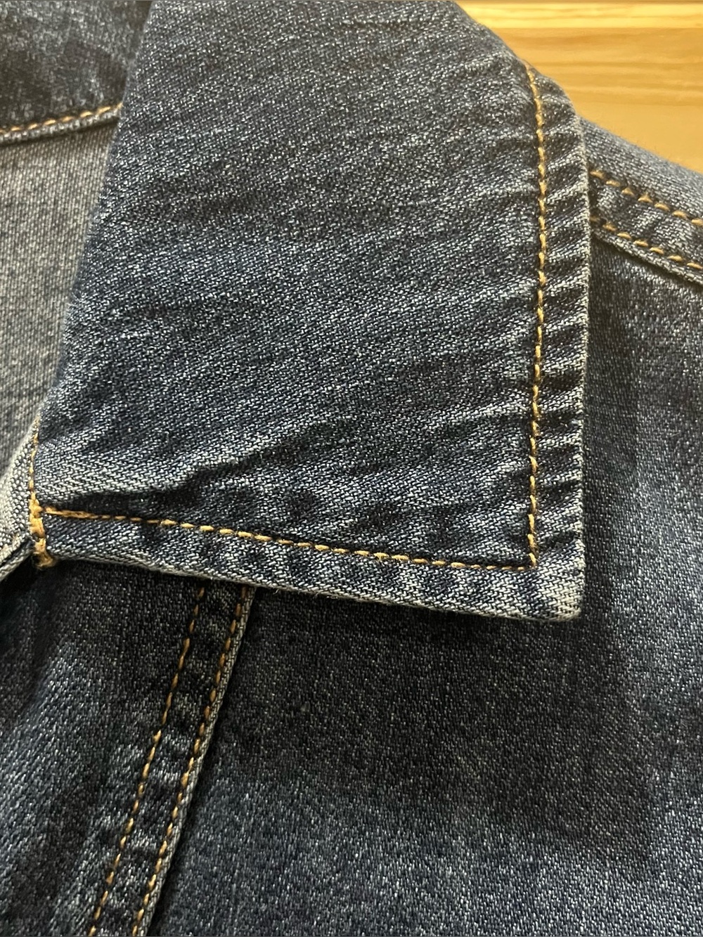 Denim Mini Dress Size Medium Dark Wash V-Neck Collar Long Sleeve - Picture 7 of 7